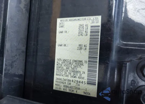 2011 Nissan Altima 2.5 from USA, damaged, VIN 1N4AL2AP2BN429445